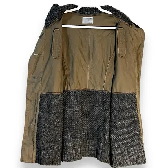 Ruff Hewn Grey Multi-Fabric, Woven Canvas/Sweater Jacket, Brown/Gray, Size L - Picture 4 of 7